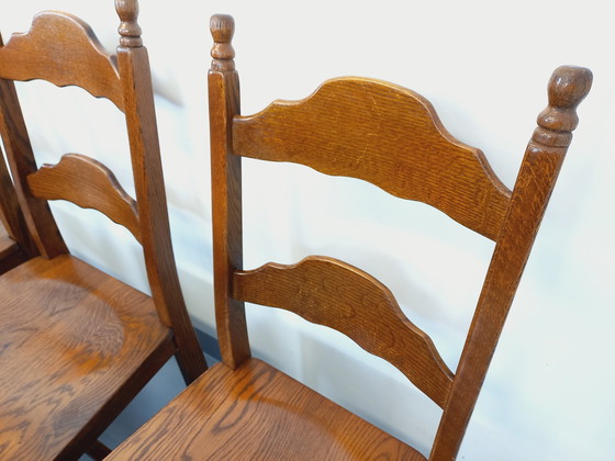Image 1 of Suite Of 6 Vintage Brutalist 60's Oak Chairs