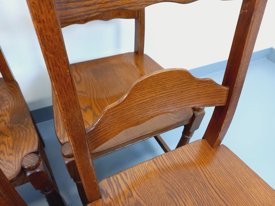 Image 1 of Suite Of 6 Vintage Brutalist 60's Oak Chairs