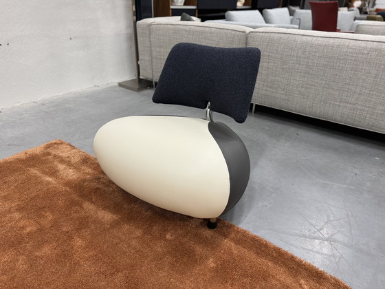 Image 1 of Poltrona Leolux Pallone Senso Pelle Tessuto Monza Blu 