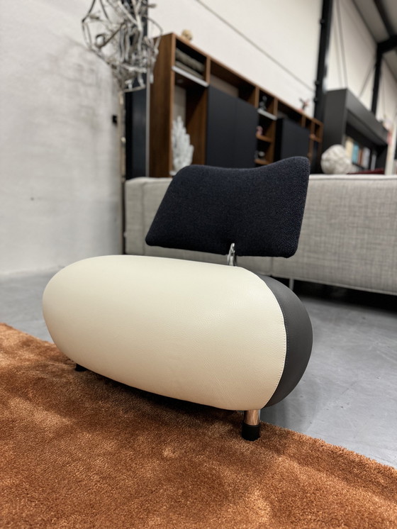 Image 1 of Poltrona Leolux Pallone Senso Pelle Tessuto Monza Blu 