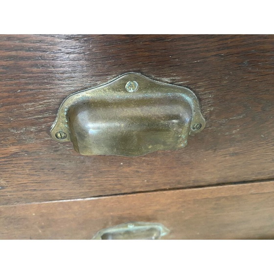 Image 1 of Mobiletto artigianale vintage con 3 grandi cassetti in rovere, 1900
