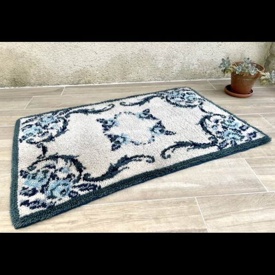 Image 1 of Tappeto bohémien vintage in pura lana blu, 1970