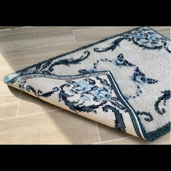 Image 1 of Tappeto bohémien vintage in pura lana blu, 1970