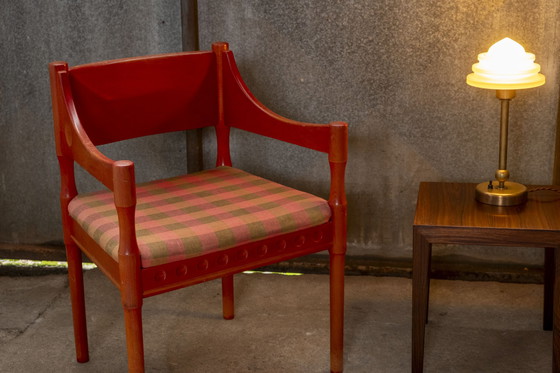 Image 1 of Red Stained Swedish armchair, Nässjö Stolefabrik 1960s Sweden