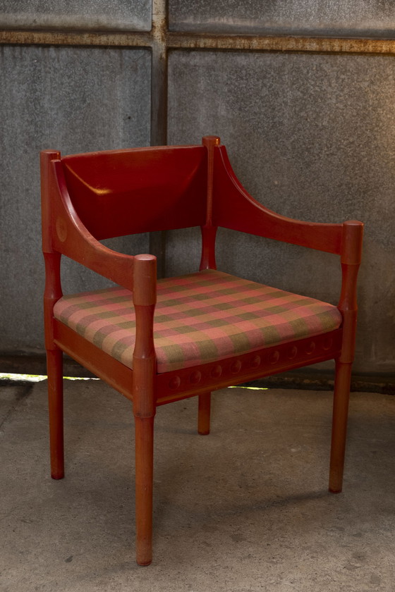 Image 1 of Red Stained Swedish armchair, Nässjö Stolefabrik 1960s Sweden