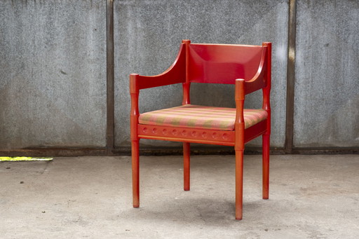 Red Stained Swedish armchair, Nässjö Stolefabrik 1960s Sweden