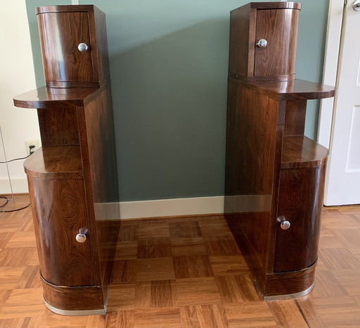 2x Vintage Art Deco sofa side cabinets