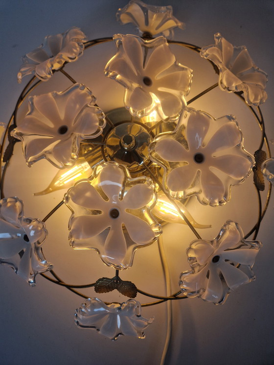 Image 1 of Brass and Acrylic regency flower lamp