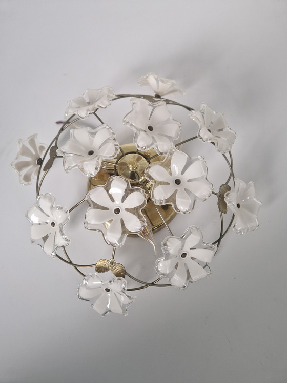 Image 1 of Brass and Acrylic regency flower lamp