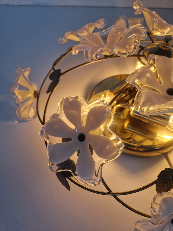 Image 1 of Brass and Acrylic regency flower lamp