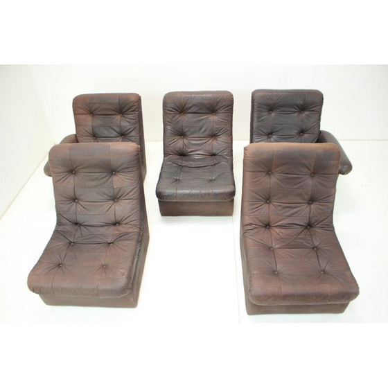 Image 1 of Vintage leather modular five seater sofa, Italy 1980s
