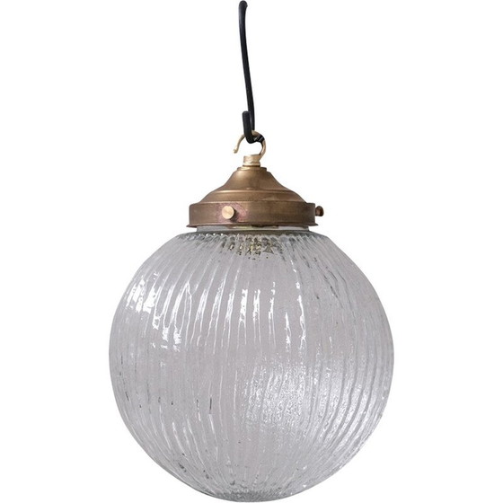 Image 1 of Lampada a sospensione vintage in vetro e ottone, Italia 1970