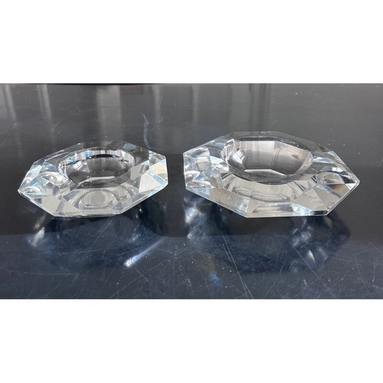 Image 1 of Pair of vintage crystal ashtrays for Val Saint Lambert, 1970
