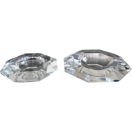 Image 1 of Pair of vintage crystal ashtrays for Val Saint Lambert, 1970