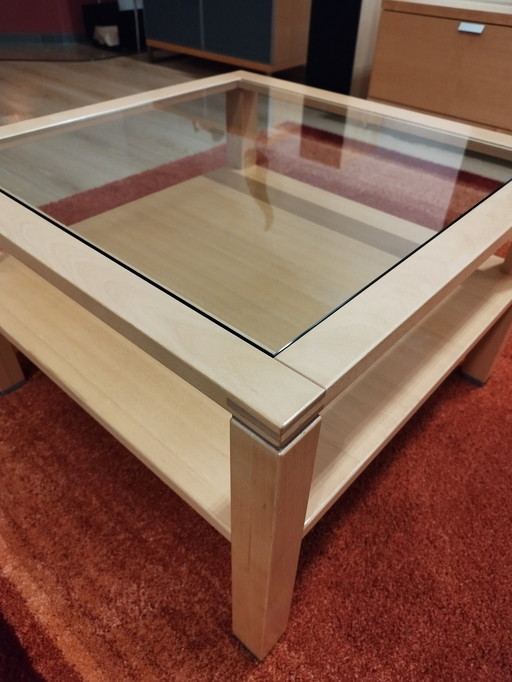 Hülsta coffee table maple and glass