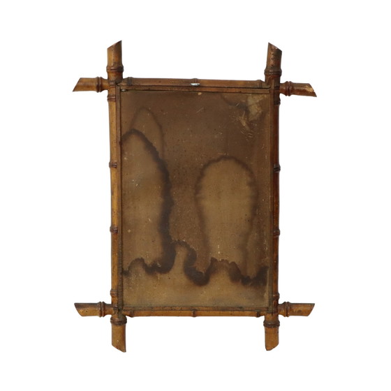 Image 1 of Antique Wooden Faux Bamboo Mirror