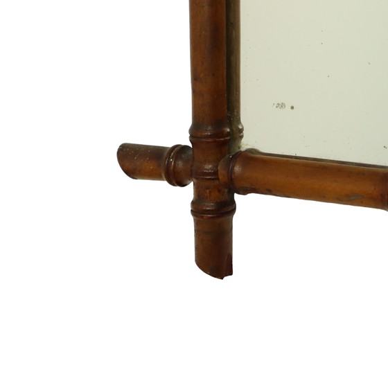 Image 1 of Antique Wooden Faux Bamboo Mirror