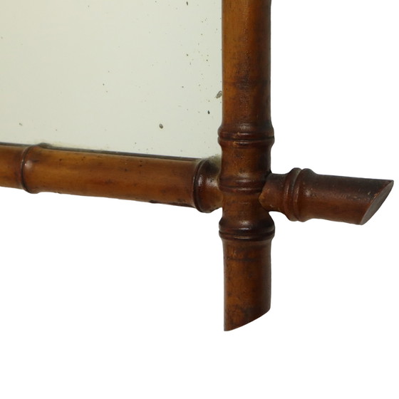 Image 1 of Antique Wooden Faux Bamboo Mirror