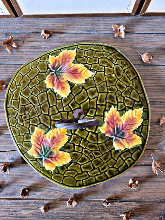 Image 1 of Vintage Sarreguemines Barbotine Cheese and Dessert Platter Model Ismir