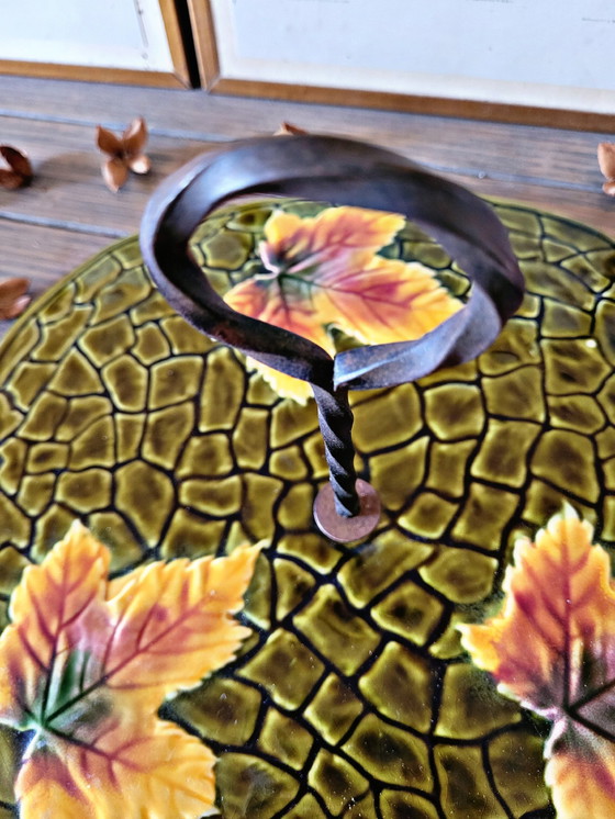 Image 1 of Vintage Sarreguemines Barbotine Cheese and Dessert Platter Model Ismir