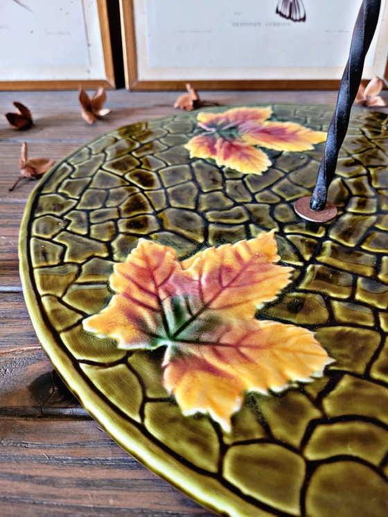 Image 1 of Vintage Sarreguemines Barbotine Cheese and Dessert Platter Model Ismir