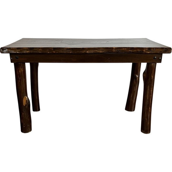 Image 1 of Vintage brutalist solid wood table