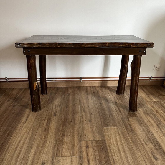 Image 1 of Vintage brutalist solid wood table