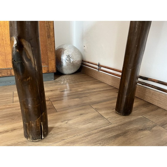 Image 1 of Vintage brutalist solid wood table