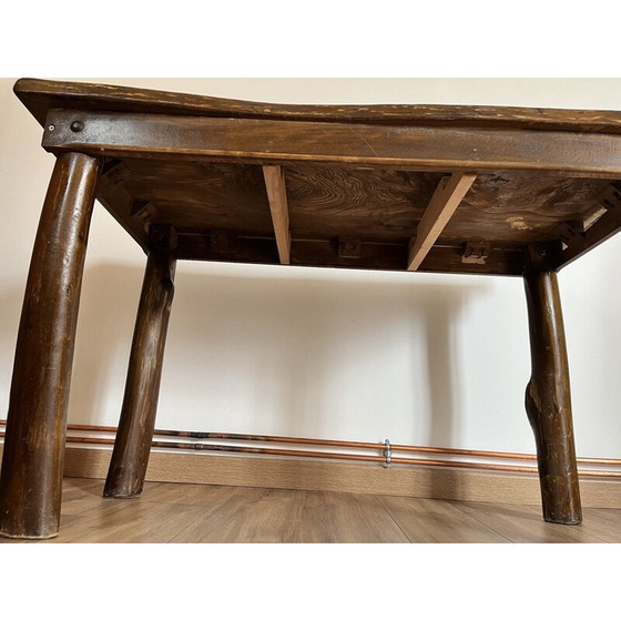Image 1 of Vintage brutalist solid wood table