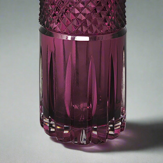 Image 1 of 1960s Gorgeous Purple Bohemian Cut Glass Cocktail Shaker. Fabriqué en Italie