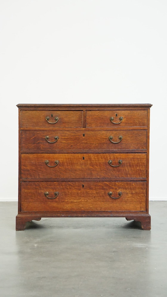 Image 1 of Oak Chest of Drawers With 5 Drawers