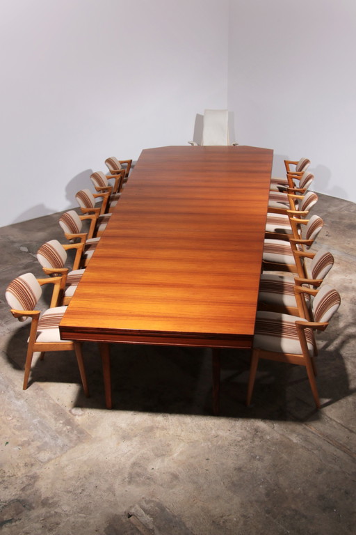 Xxxl Mid-Century Teak Conference Board Table From Volvo Stockholm 1960 From Nk Inredning Stockhlom