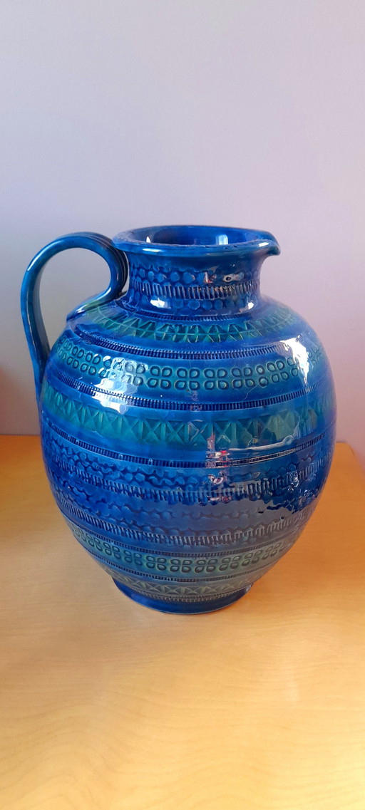 Bitossi Ceramic Vase, Aldo Londi, Rimini Blu