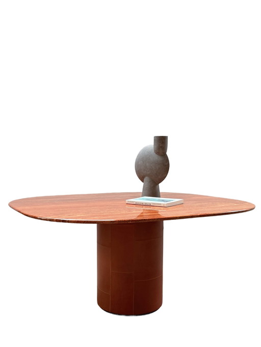 Afra & Tobia Scarpa for B&B Italia dining table marble & leather 148x127cm, Italy 1970s