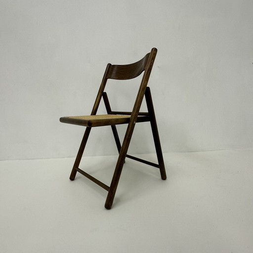 Vintage Folding Chair In Webbing And Wood By Habitat , 1980’S