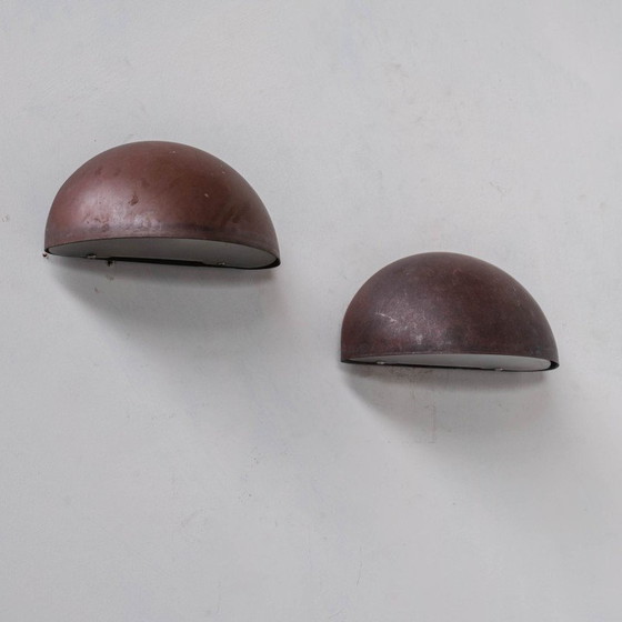 Image 1 of Pair of vintage patinated copper wall lamp, Denmark