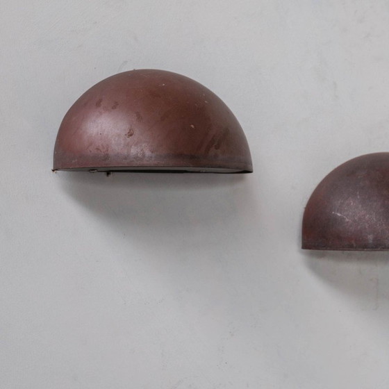 Image 1 of Pair of vintage patinated copper wall lamp, Denmark