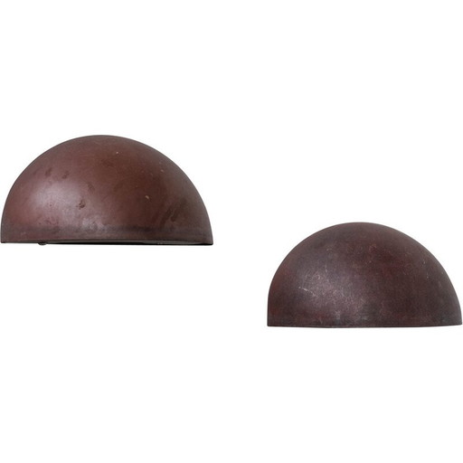 Pair of vintage patinated copper wall lamp, Denmark