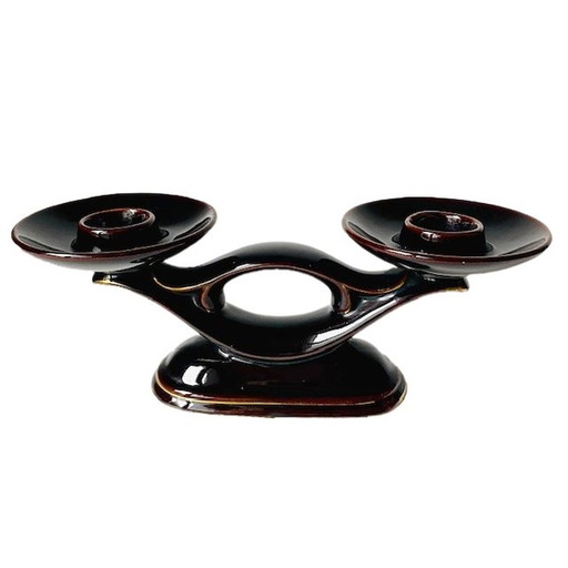 Vintage Jasba candlestick ceramic brown 1950's