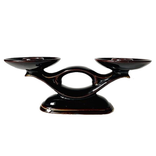 Vintage Jasba candlestick ceramic brown 1950's