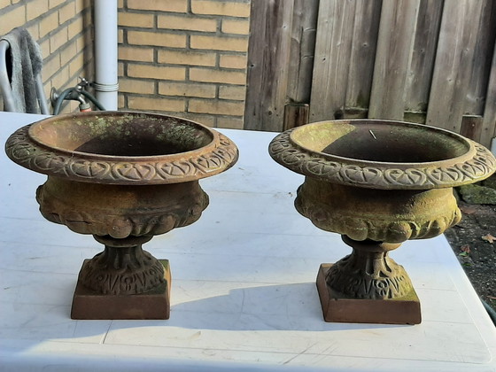 Image 1 of Set Of 2 Versaille Cast Iron Garden Vases