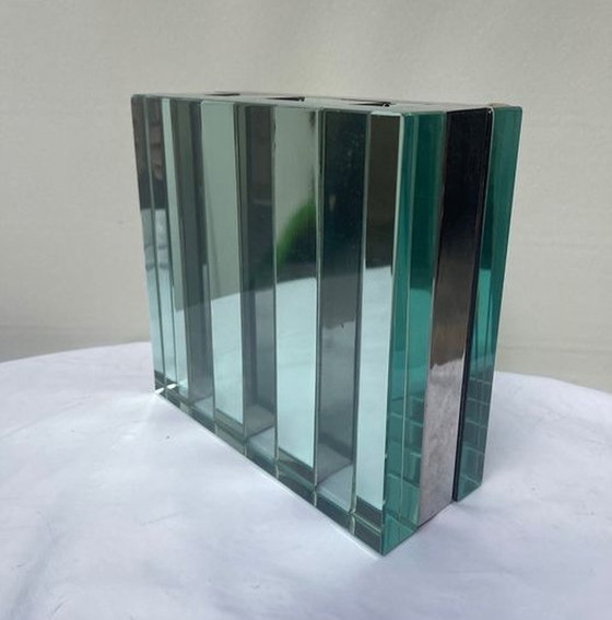 Image 1 of Vintage Vase dans le style de Gallotti & Radice - Crystal - Mirror - Steel - 1970