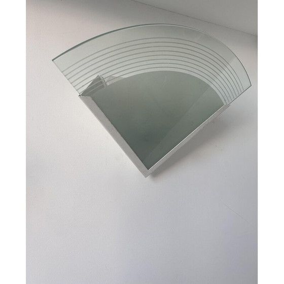 Image 1 of Pair of vintage wall lamp in white lacquered metal and sandblasted glass, France 1970