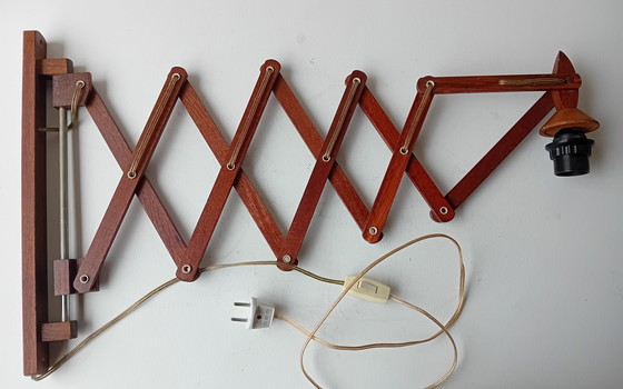 Image 1 of Teak Harmonica Lamp Scissor Lamp Wall Lamp Without Shade