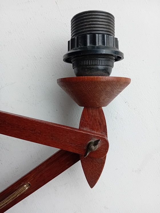 Image 1 of Teak Harmonica Lamp Scissor Lamp Wall Lamp Without Shade