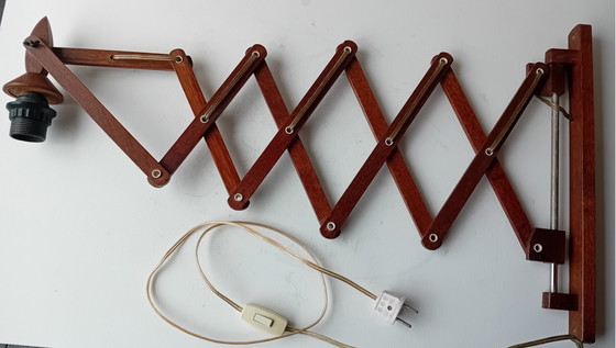 Image 1 of Teak Harmonica Lamp Scissor Lamp Wall Lamp Without Shade