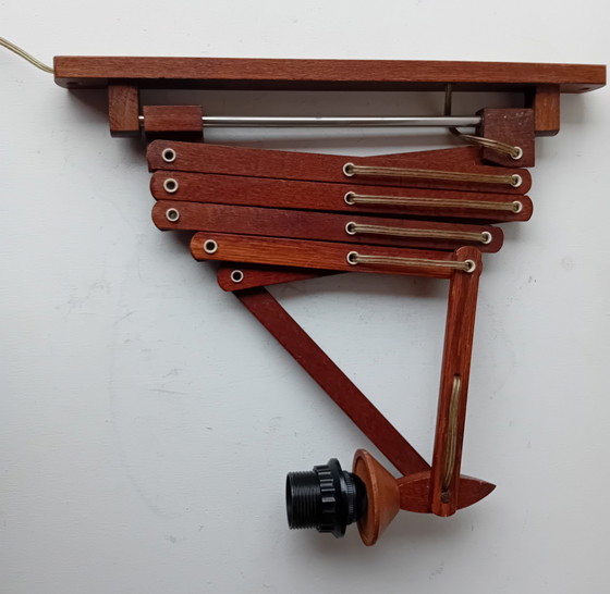 Image 1 of Teak Harmonica Lamp Scissor Lamp Wall Lamp Without Shade