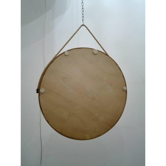 Image 1 of Specchio da parete in legno con cornice vintage scandinava di forma circolare di Uno e Östen Kristiansson per Luxus, 1960