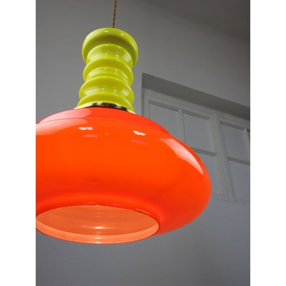 Image 1 of Lampada a sospensione vintage in vetro neon e ottone