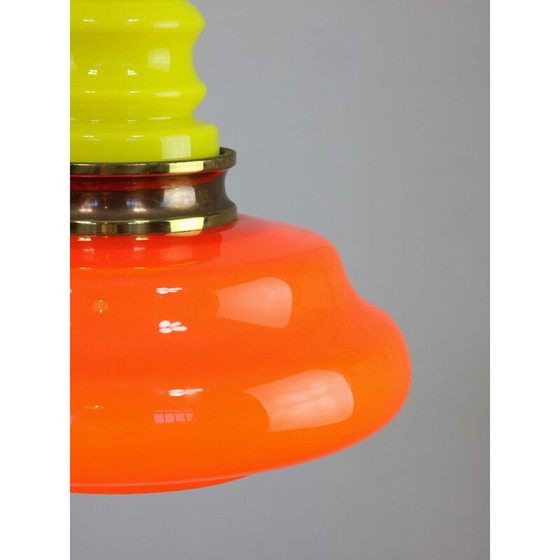 Image 1 of Lampada a sospensione vintage in vetro neon e ottone